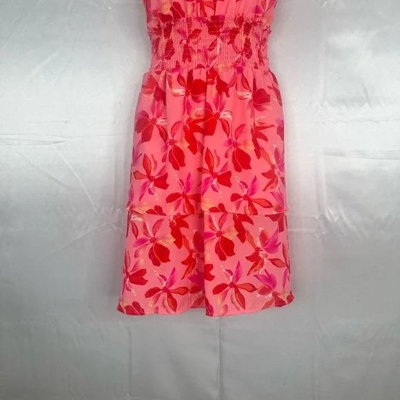 Madden NYC floral‎ flare halter dress with gathered waist size Large - Picture 5 of 12